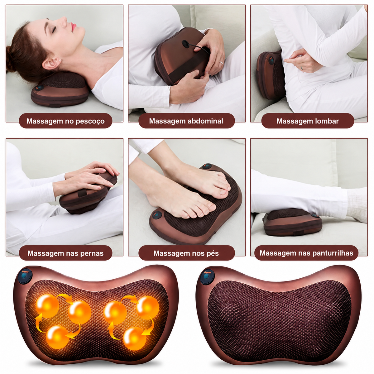 ALMOFADA MASSAGEADORA PARA CASA E CARRO