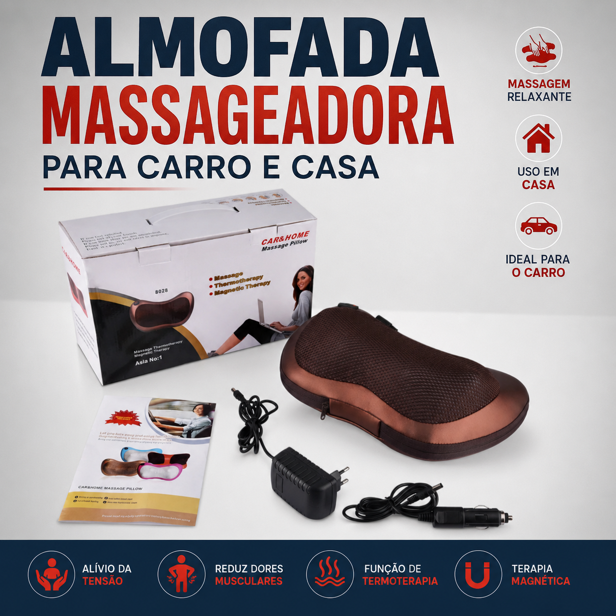 ALMOFADA MASSAGEADORA PARA CASA E CARRO