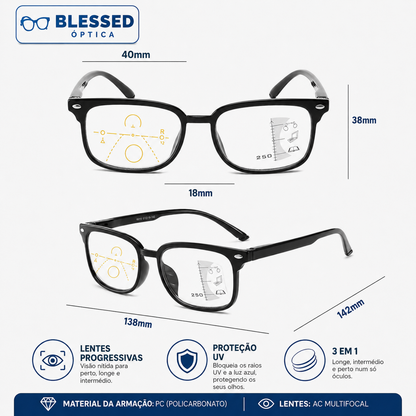 LENTES DE VISTA PROGRESSIVOS 3 EM 1