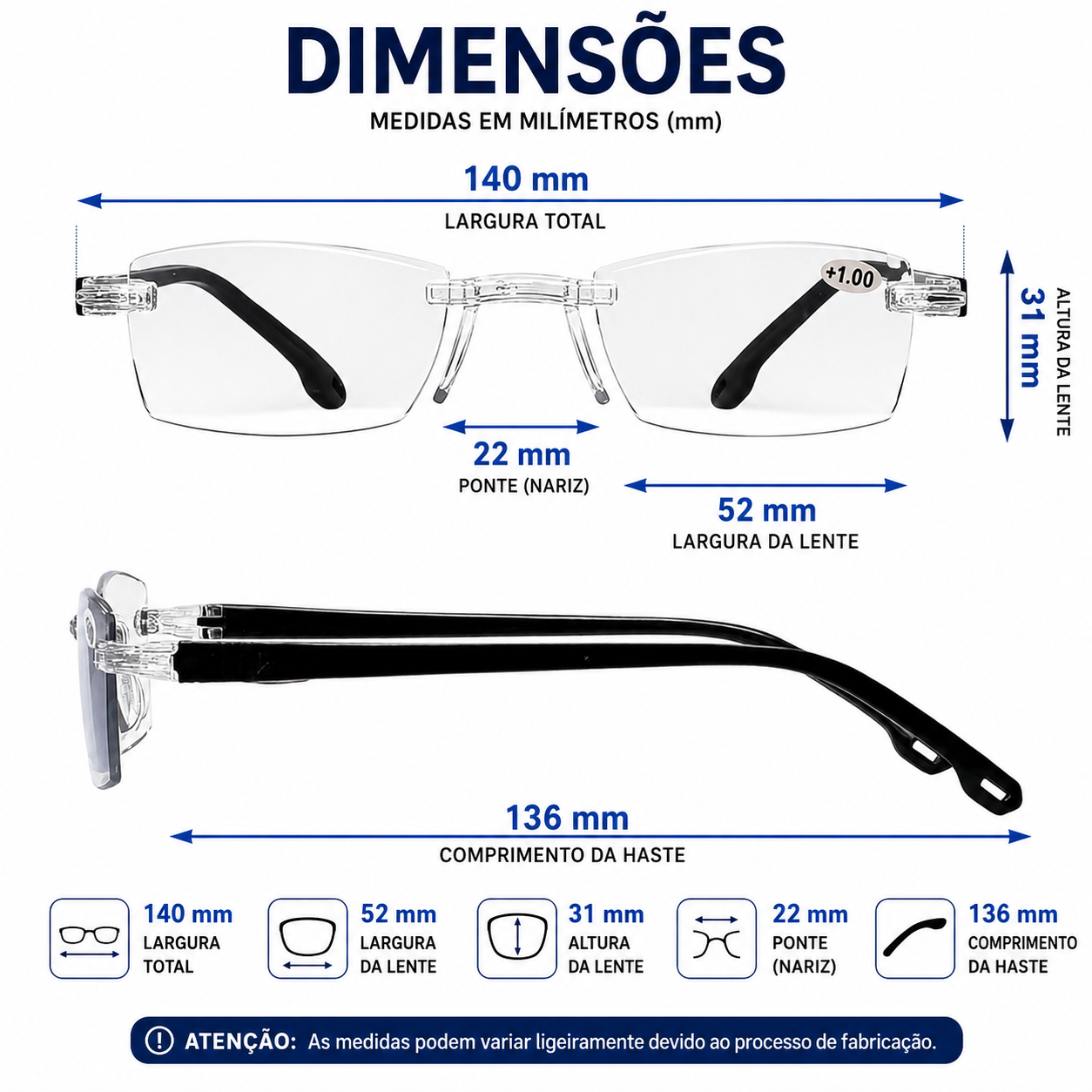 LENTES DE VISTA PARA LEITURA ANTI LUZ AZUL
