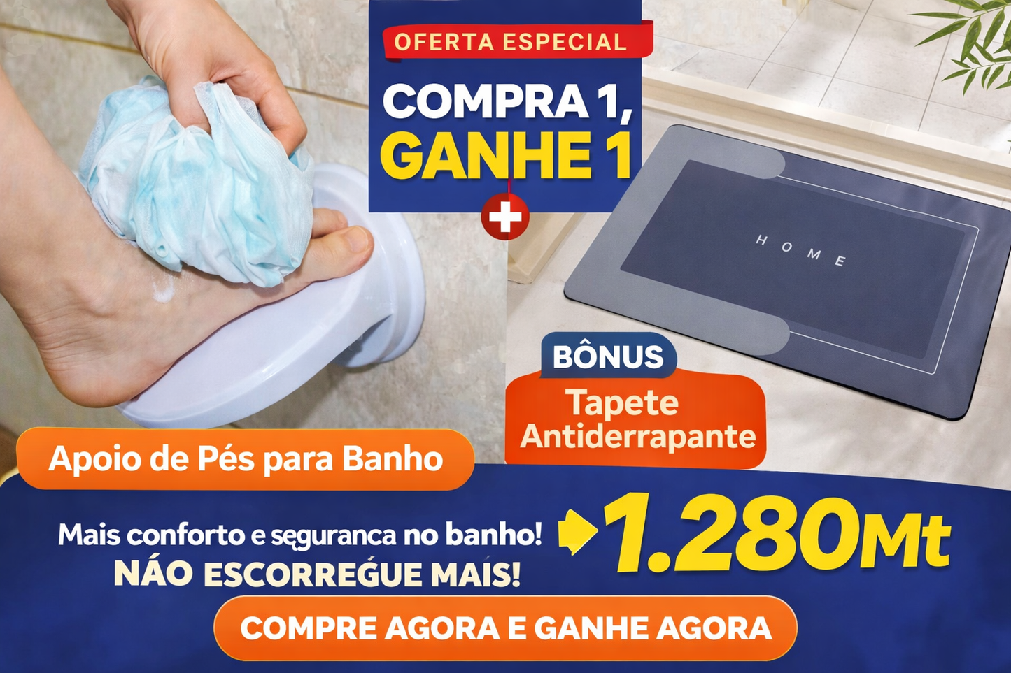 Apoio dos pes para banho